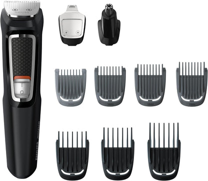 Philips Multi Groomer All-In-One Trimmer Series 3000-13 Piece Mens Grooming Kit for Beard, Face, Nose, Ear Hair Trimmer and Hair Clipper - NO Blade Oil Needed, MG3740/40