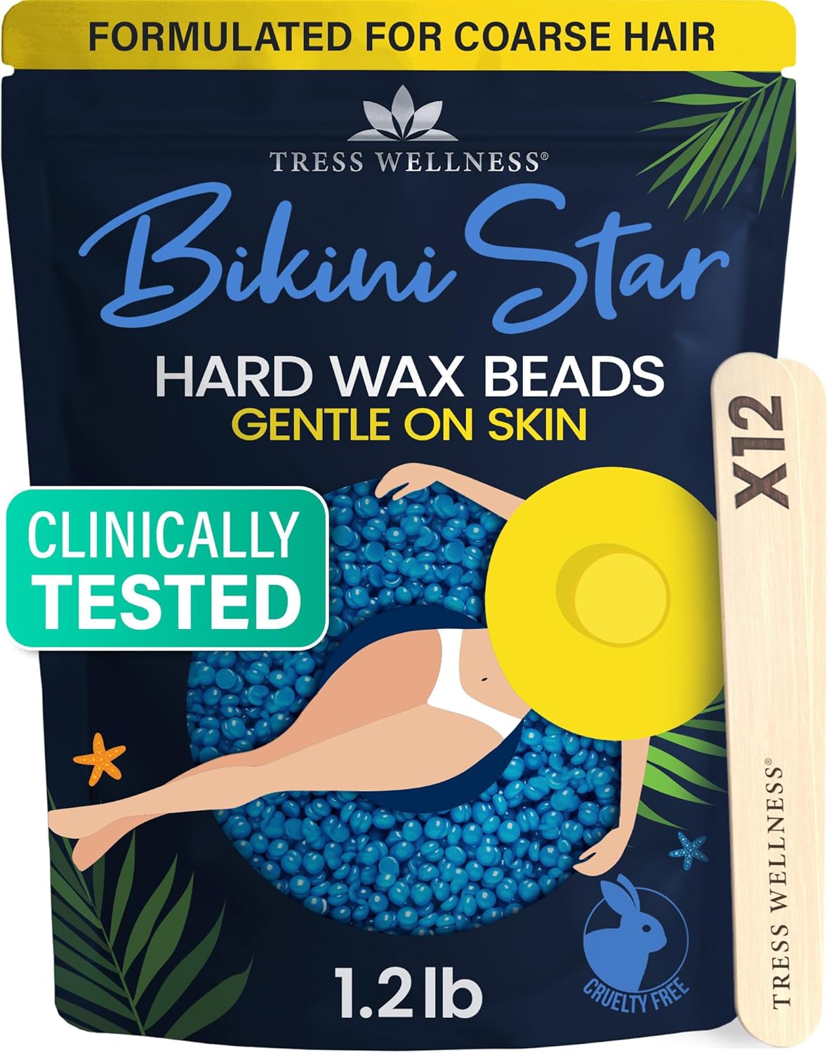 Hard Wax Beads for Hair Removal - for Sensitive Skin - Bikini Star 1.2Lb