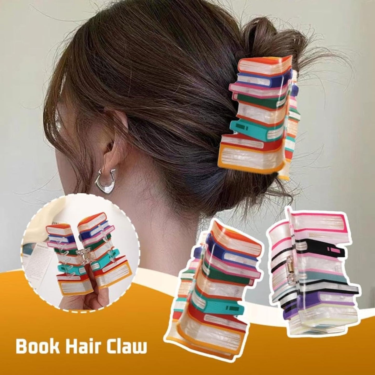 Book Hair Clips Back To School Hair Clips for Thin Hair Funny Teacher Hair Jaw Barrettes Cute Hair Accessories for Women Book Lovers Teachers Appreaction Present