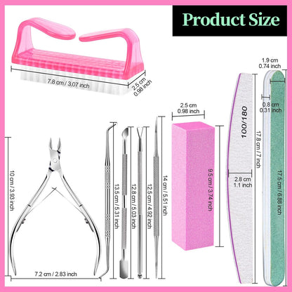 FANDAMEI Nail Care Tool Kit, Nail Files 100/180, Nail Buffer Block, Cuticle Nippers, Cuticle Trimmer, Cuticle Pusher, Nail Lifter for Ingrown Toenails, Nail Tools, Nail Kit, Pedicure & Manicure Tools