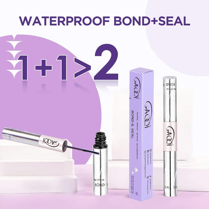 GAQQI Lash Bond and Seal Waterproof 10ML Lash Cluster Glue for Eyelash Clusters Bond and Seal Lash Glue 2 in 1 Eyelash Glue DIY at Home Hold 48-72 Hours