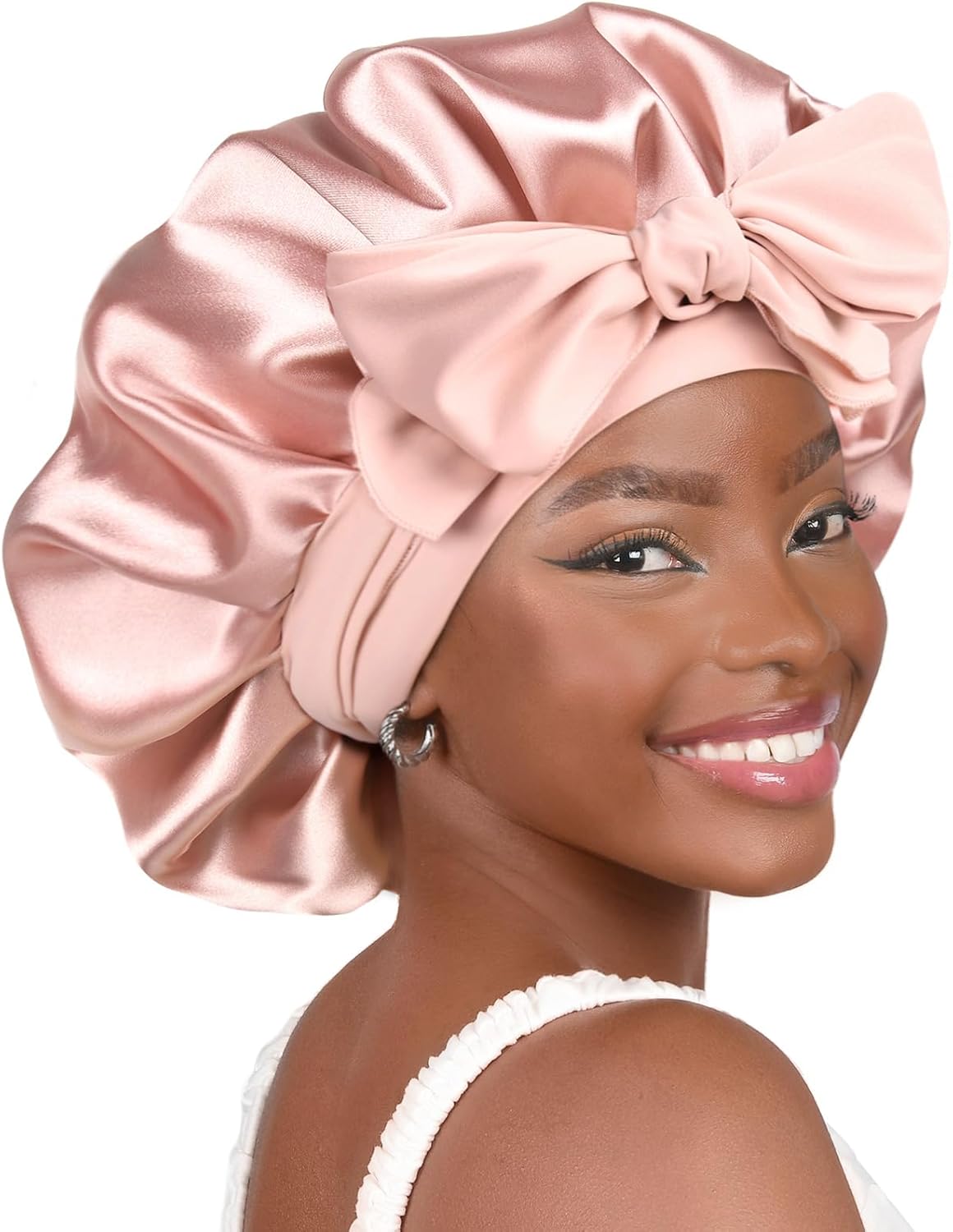 Satin Bonnet Silk Bonnet for Sleeping Double Layer Satin Lined Hair Bonnet with Tie Band Bonnets for Women