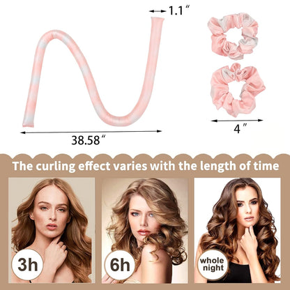 Heatless Hair Curlers,Silk Curls Headband,No Heat Rollers to Sleep in Overnight,Satin Curling Rod Headband for Long and Medium Hair(Pink)