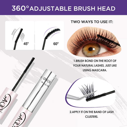 GAQQI Lash Bond and Seal Waterproof 10ML Lash Cluster Glue for Eyelash Clusters Bond and Seal Lash Glue 2 in 1 Eyelash Glue DIY at Home Hold 48-72 Hours