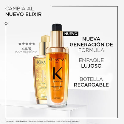 KERASTASE NEW Elixir Ultime Refillable Hair Oil | Hydrating Oil Serum to Smooth Frizz and Add Shine | With Wild Camellia | Strengthens and Provides Heat Protection | All Hair Types