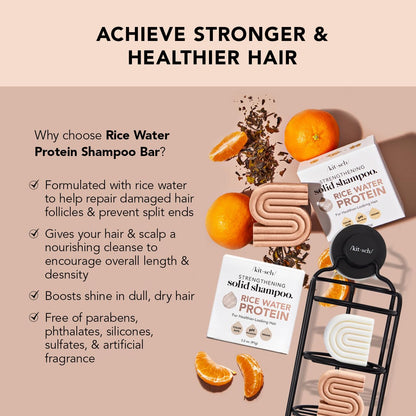 Rice Bar Shampoo and Conditioner Set for Hair Growth and Strengthening | Paraben-Free, Made in US