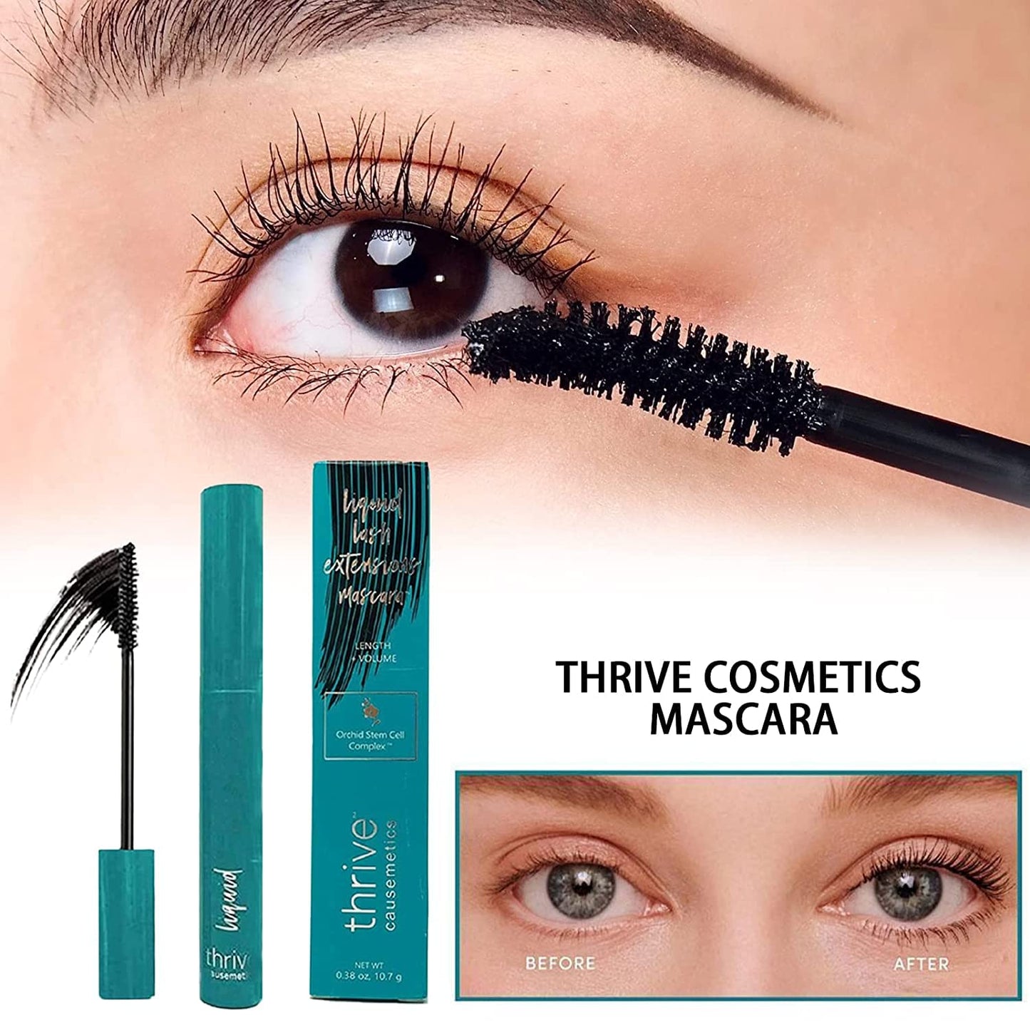 Thrive Mascara Liquid Lash Extensions Mascara-Brynn Thick and Slender, (Rich Black 10.7G/0.38 OZ）