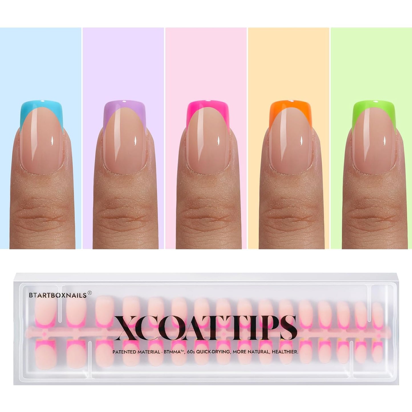 XCOATTIPS French Gel Nails - Skin Tones French Tip Press on Nails, Fall Nails Short Almond Nail Tips, Soft Gel Nails False Nail, Soak off Acrylic Fake Nails Extensions