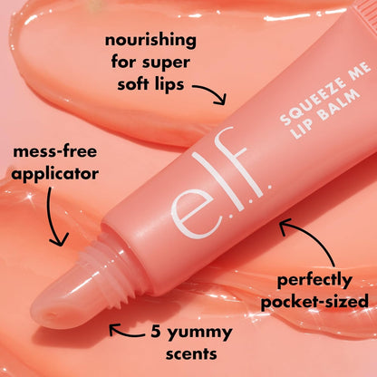 Squeeze Me Lip Balm, Moisturizing Lip Balm for a Sheer Tint of Color, Infused with Hyaluronic Acid, Vegan & Cruelty-Free, Strawberry