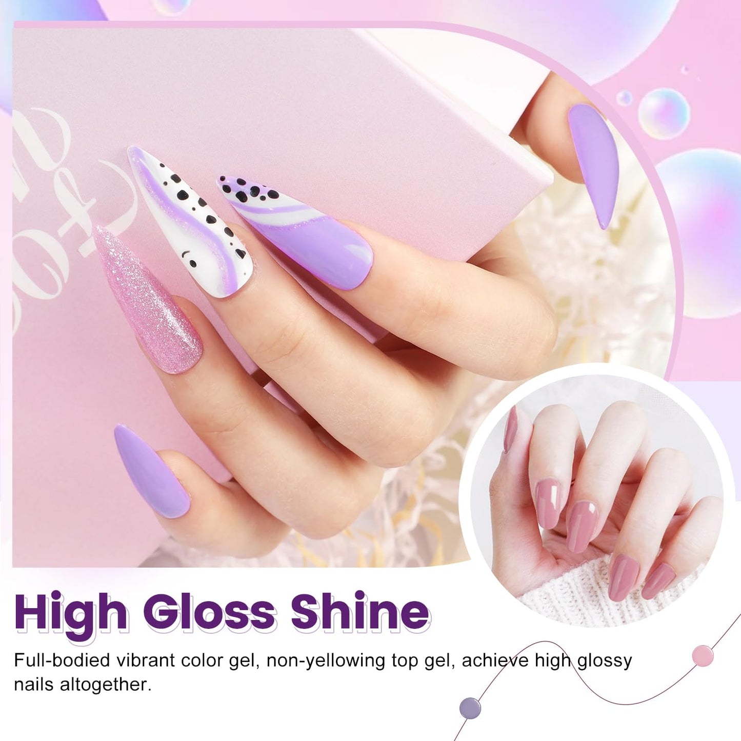 JODSONE Gel Nail Set 20 Colors High Shine Gorgeous Gel Polish Base Top Matte Coat Nice Gifts Show Charm