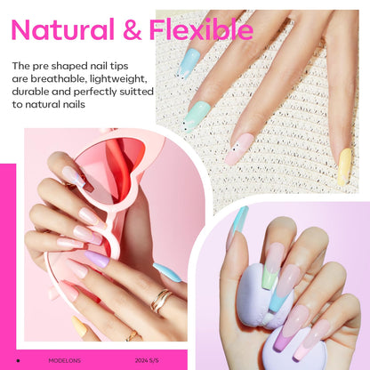 Gel X Nail Kit, Nail Tips and Glue Gel Kit with 4-In-One Nail Glue Gel, 500Pcs Long Coffin Nail, Nail Dehydrator, Ultra-Portable LED Nail Lamp, Gel Nail Extension Kit Salon Gifts for Women