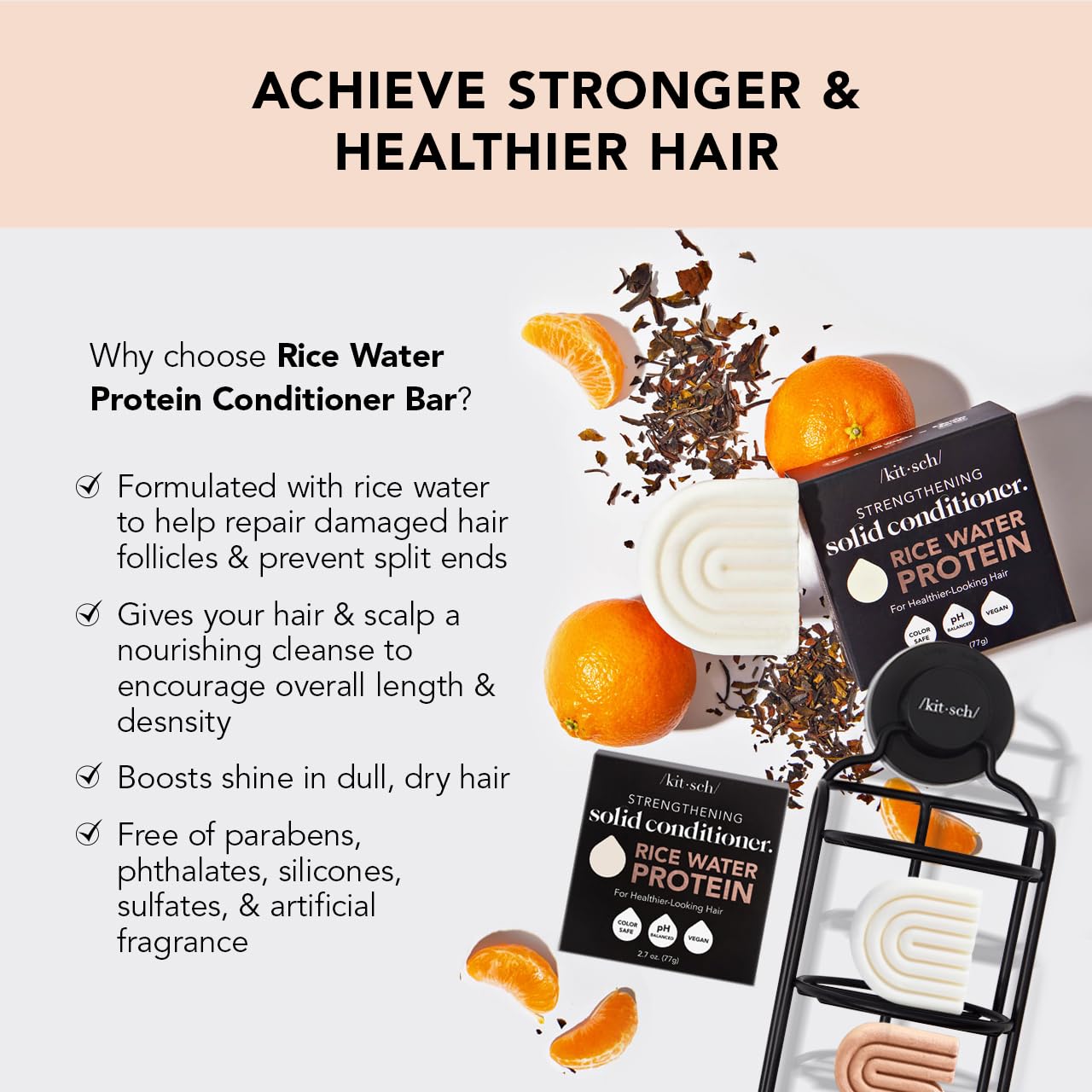 Rice Bar Shampoo and Conditioner Set for Hair Growth and Strengthening | Paraben-Free, Made in US