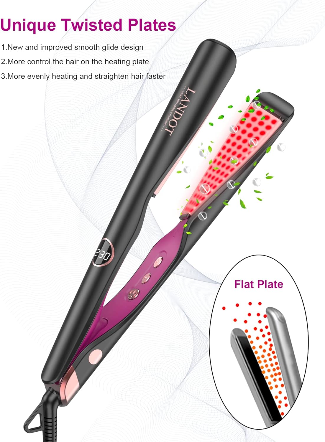 Hair Straightener Flat Curling Iron: Straightener and Curler 2 in 1 - Twist Straightening Curling Iron Combo for Curl Wave Straighten Women Hair - 1 Inch Dual Voltage