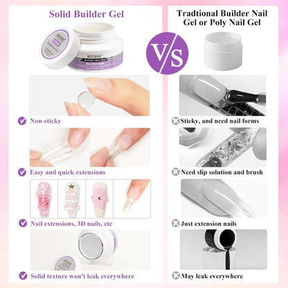 Solid Builder Gel for Nails, 60G Large Capacity Clear Hard Gel for Nails 3D Sculpting Gel Non-Sticky Hand Carving Gel U V/LED Nail Extension Gel with 3D Silicone Mold Nail Art Salon Home DIY