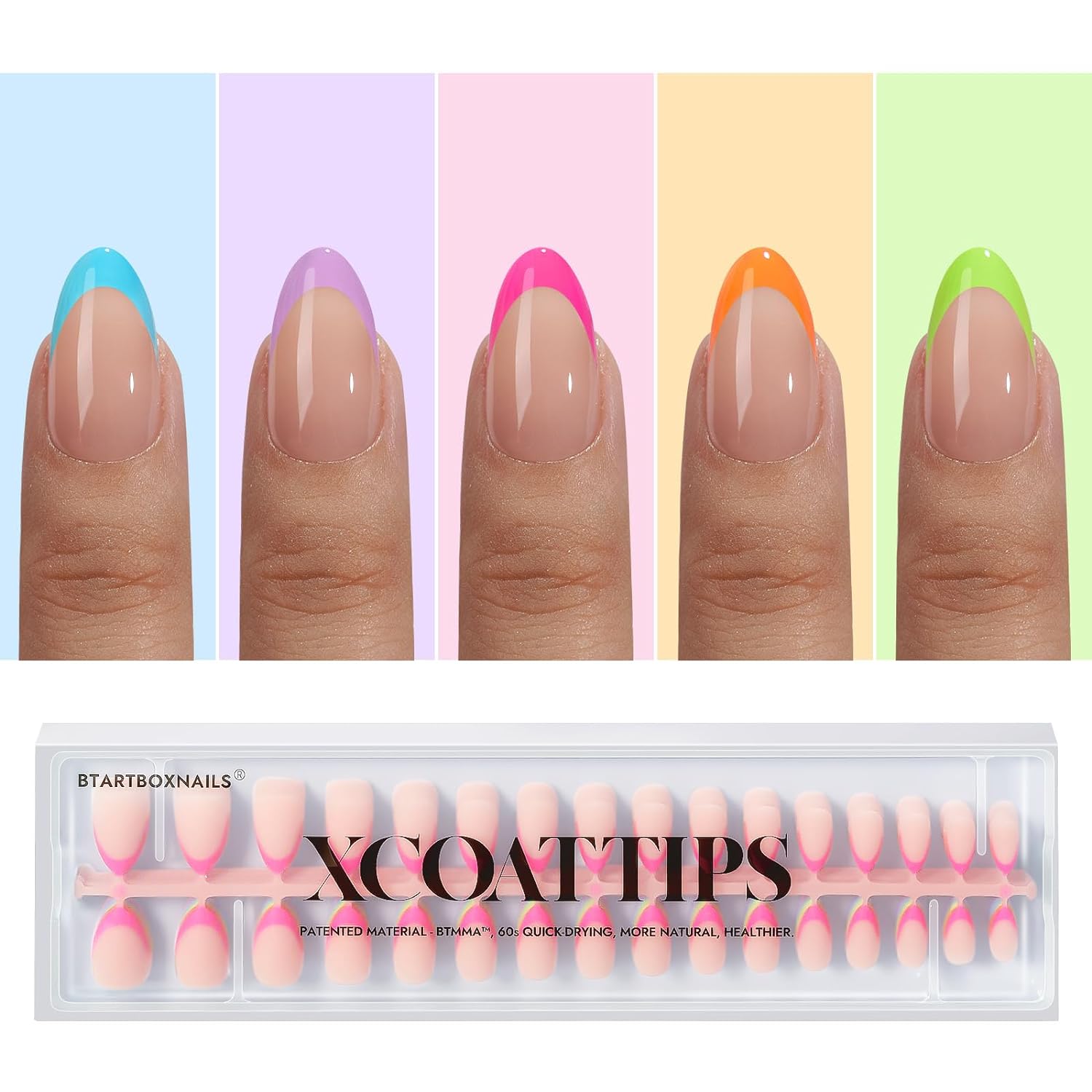 XCOATTIPS French Gel Nails - Skin Tones French Tip Press on Nails, Fall Nails Short Almond Nail Tips, Soft Gel Nails False Nail, Soak off Acrylic Fake Nails Extensions