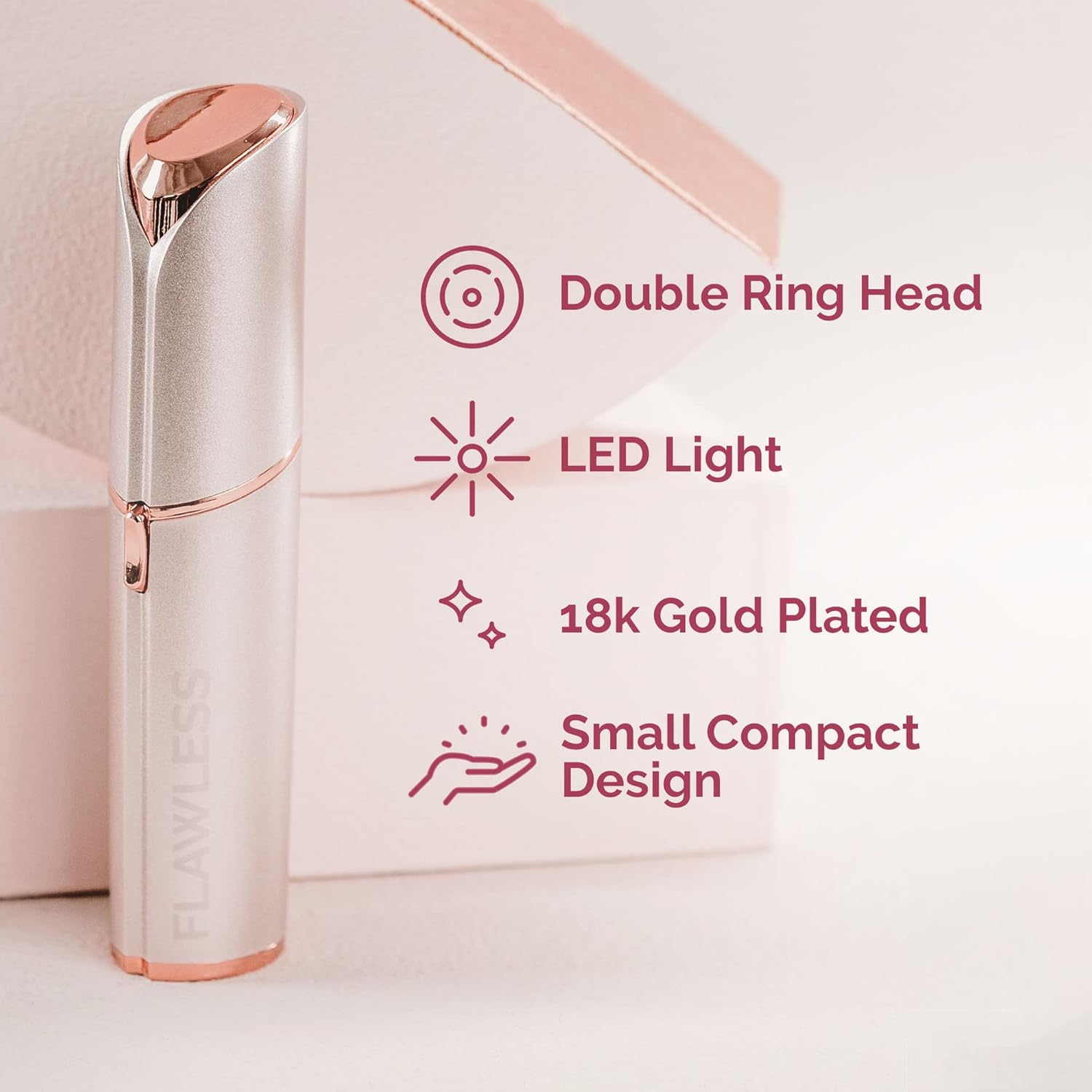 Women'S Painless Hair Remover , White/Rose Gold