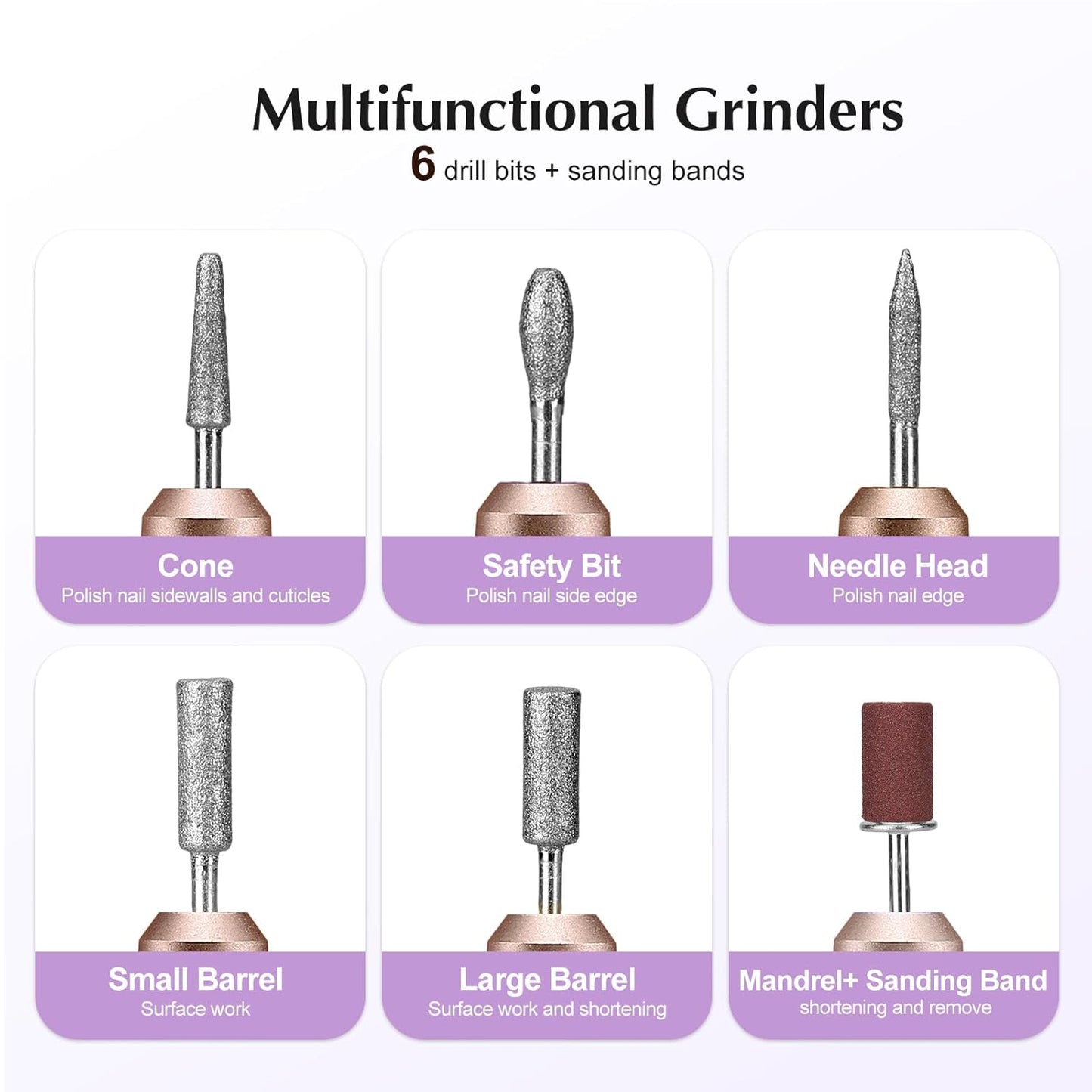 Electric Nail Drill File Professional: for Acrylic Gel Dip Powder Nails Portable Nail Drill Machine Kit Manicure Pedicure Tools Polishing Set with Nail Drill Bits Sanding Bands