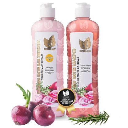 Onion Biotin and Rosemary Shampoo & Treatment for Stronger, Thicker and Longer Strands - Soft Shine, Anti-Hair Loss and Thinning, Growth Formula, Paraben and Silicone Free