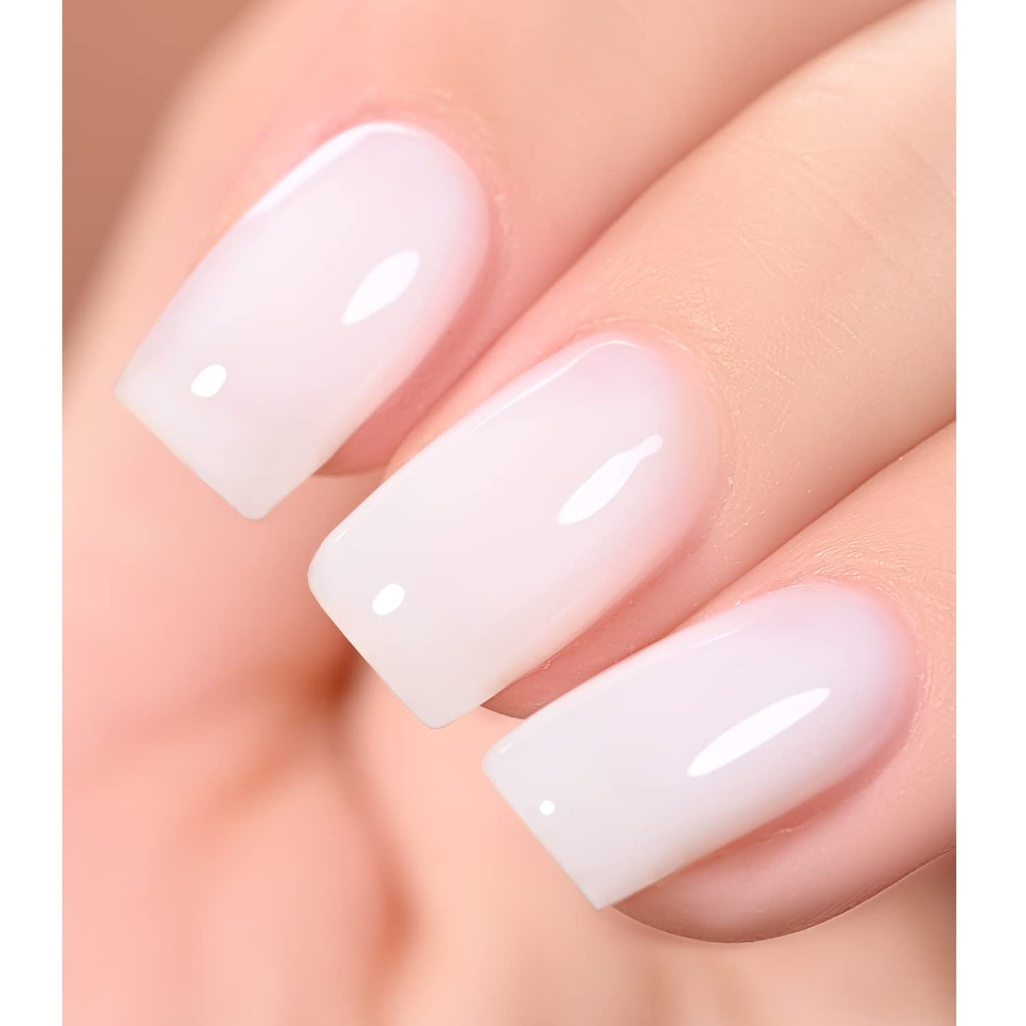 Milky White X Jelly Nude Gel Nail Polish Set, 6 Transparent Colors Sheer Pink Orange Gel Nail Kit for Salon Gel Manicure and Nail Art DIY at Home