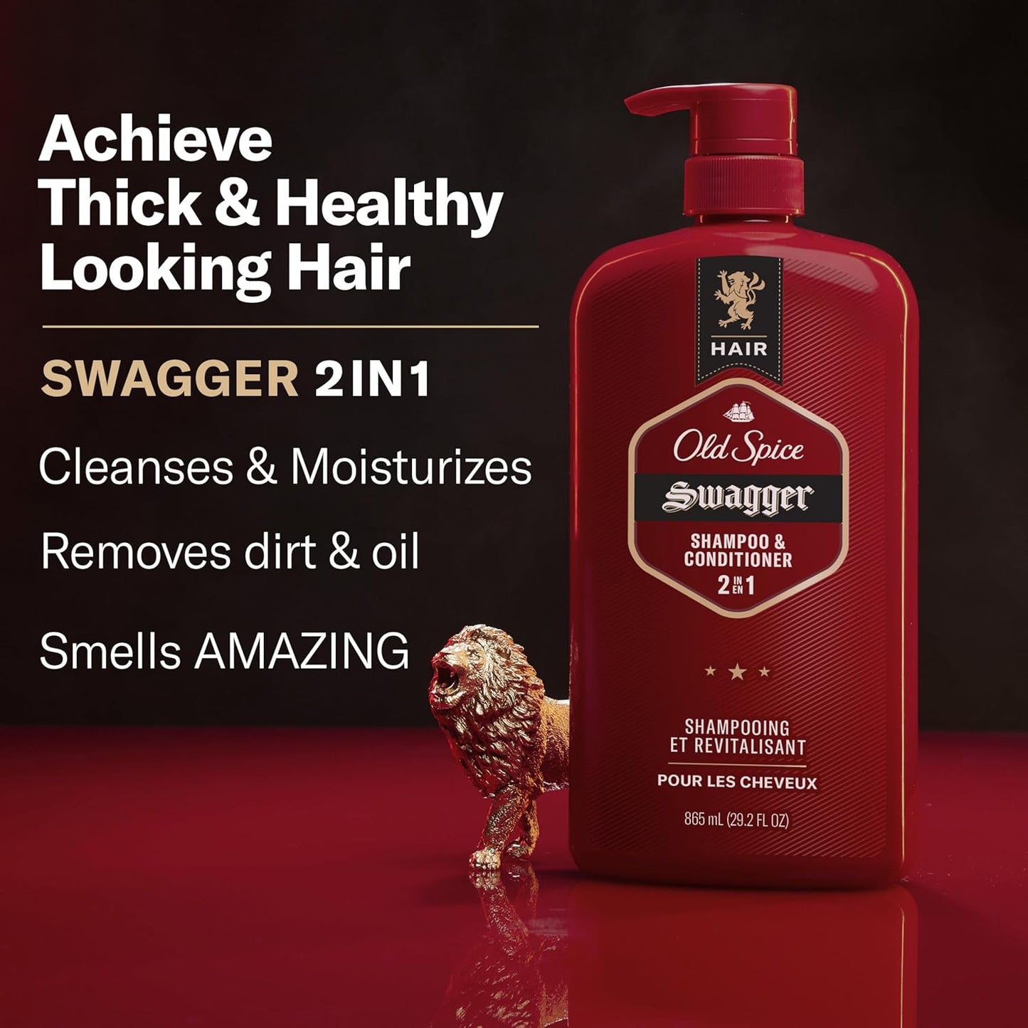 Swagger 2-In-1 Shampoo and Conditioner Set for Men, Cedarwood Lime Scent, Get up to 80% Fuller-Looking Hair, Barbershop Quality, 29.2 Fl Oz Each, 2 Pack