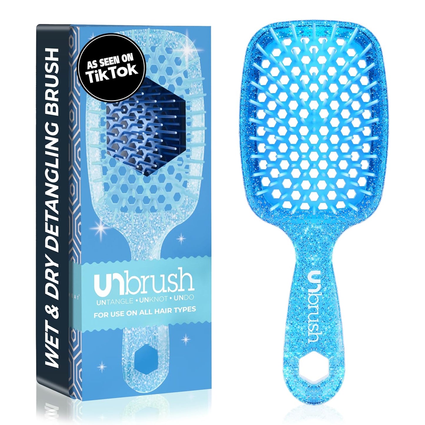 Unbrush Detangling Brush for Pain-Free Brushing on All Wet or Dry Hair Types — Durable Duoflex Anti-Static Bristles, Lightweight Handle, Vented Hair Brush