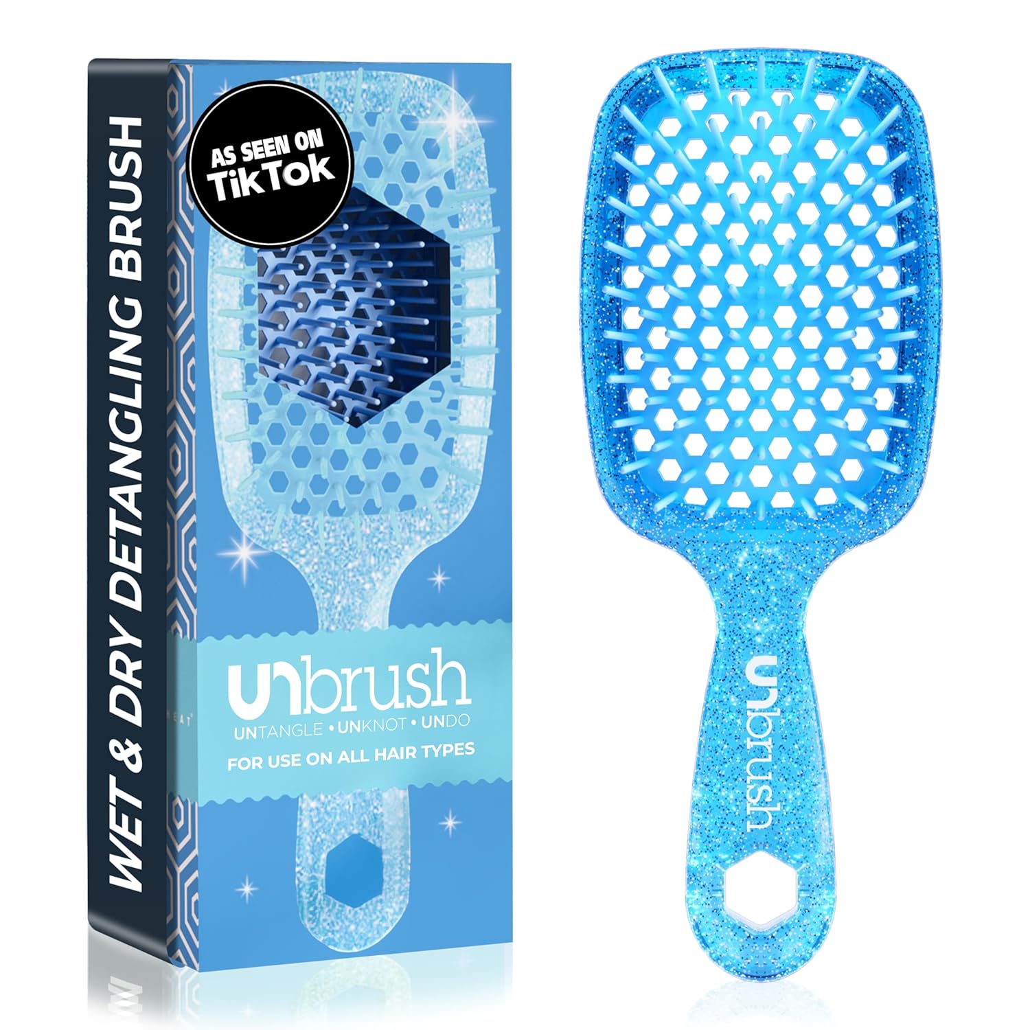 Unbrush Detangling Brush for Pain-Free Brushing on All Wet or Dry Hair Types — Durable Duoflex Anti-Static Bristles, Lightweight Handle, Vented Hair Brush