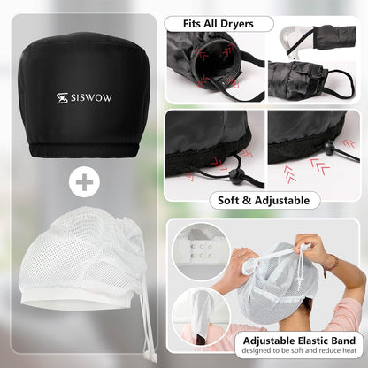 Net Plopping Cap for Drying Curly Hair - Hair Dryer Bonnet Diffuser Cap for Curly, Speeds up Drying Time, Safety Deep Conditioning at Home - Portable, Adjustable