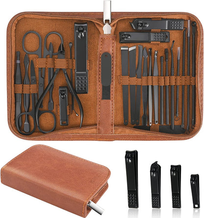 Manicure Set Professional Nail Clipper Kit-26 Pieces Stainless Steel Manicure Kit,nail Care Tools with Luxurious Travel Case