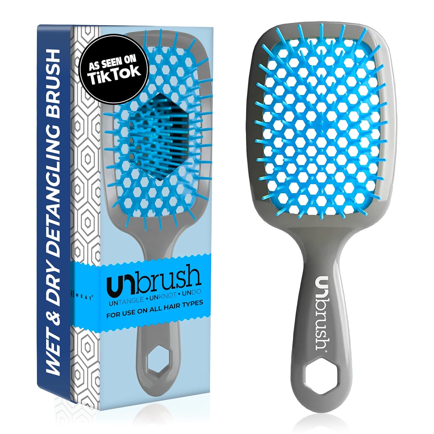 Unbrush Detangling Brush for Pain-Free Brushing on All Wet or Dry Hair Types — Durable Duoflex Anti-Static Bristles, Lightweight Handle, Vented Hair Brush