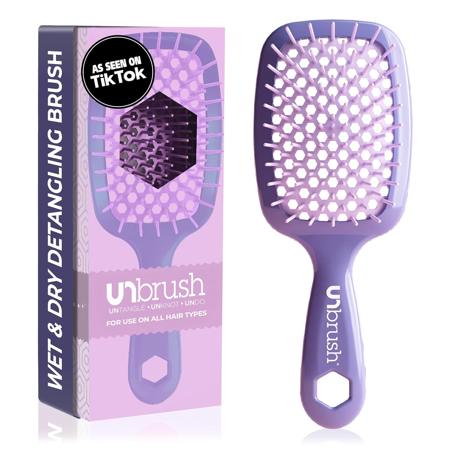 Unbrush Detangling Brush for Pain-Free Brushing on All Wet or Dry Hair Types — Durable Duoflex Anti-Static Bristles, Lightweight Handle, Vented Hair Brush