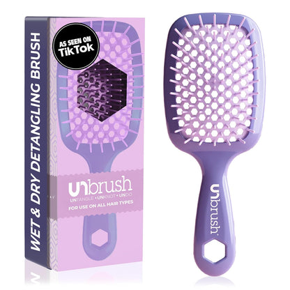 Unbrush Detangling Brush for Pain-Free Brushing on All Wet or Dry Hair Types — Durable Duoflex Anti-Static Bristles, Lightweight Handle, Vented Hair Brush