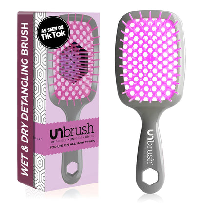 Unbrush Detangling Brush for Pain-Free Brushing on All Wet or Dry Hair Types — Durable Duoflex Anti-Static Bristles, Lightweight Handle, Vented Hair Brush