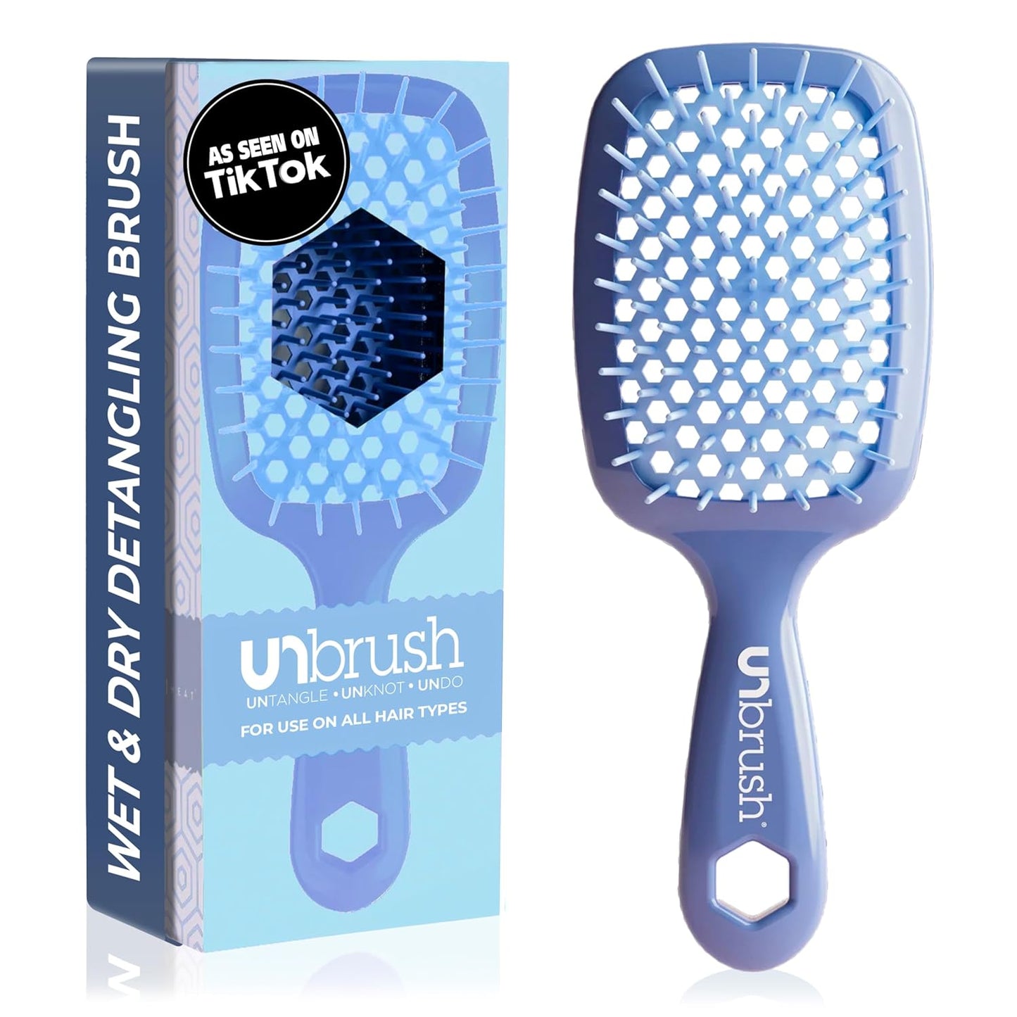 Unbrush Detangling Brush for Pain-Free Brushing on All Wet or Dry Hair Types — Durable Duoflex Anti-Static Bristles, Lightweight Handle, Vented Hair Brush