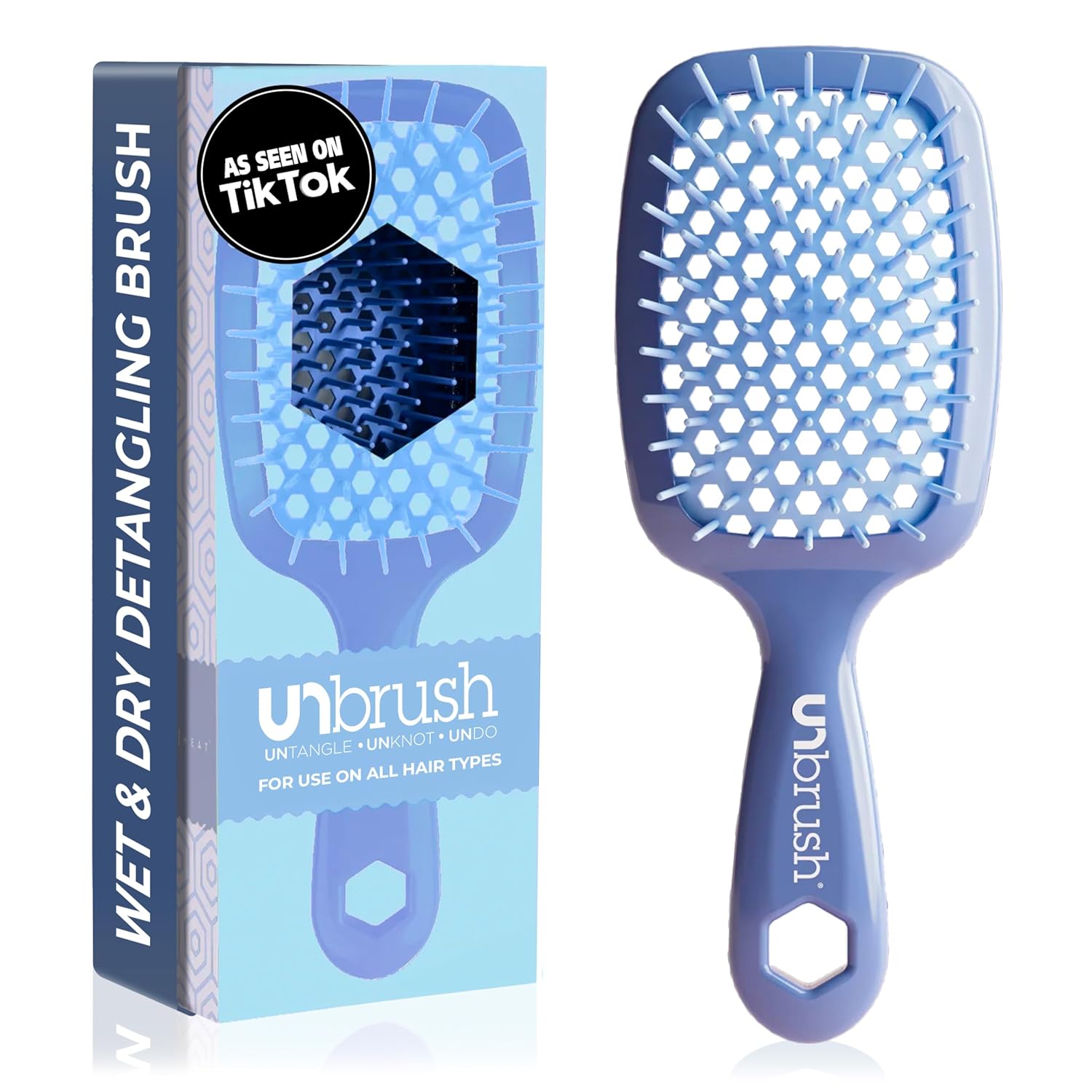 Unbrush Detangling Brush for Pain-Free Brushing on All Wet or Dry Hair Types — Durable Duoflex Anti-Static Bristles, Lightweight Handle, Vented Hair Brush