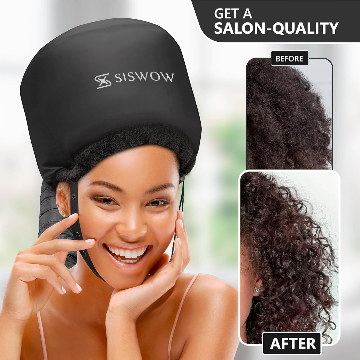 Net Plopping Cap for Drying Curly Hair - Hair Dryer Bonnet Diffuser Cap for Curly, Speeds up Drying Time, Safety Deep Conditioning at Home - Portable, Adjustable