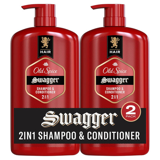 Swagger 2-In-1 Shampoo and Conditioner Set for Men, Cedarwood Lime Scent, Get up to 80% Fuller-Looking Hair, Barbershop Quality, 29.2 Fl Oz Each, 2 Pack