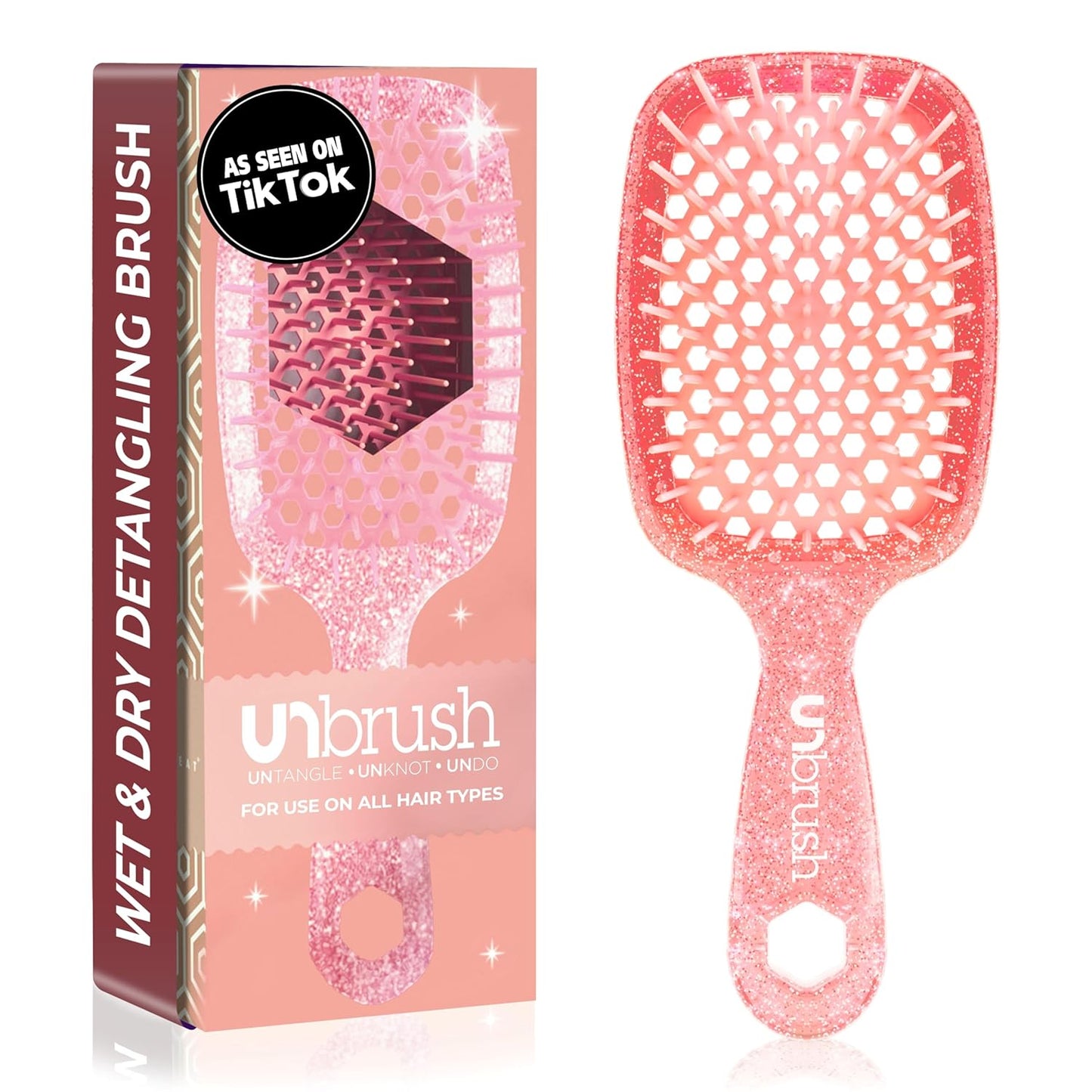 Unbrush Detangling Brush for Pain-Free Brushing on All Wet or Dry Hair Types — Durable Duoflex Anti-Static Bristles, Lightweight Handle, Vented Hair Brush