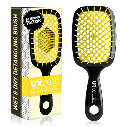 Unbrush Detangling Brush for Pain-Free Brushing on All Wet or Dry Hair Types — Durable Duoflex Anti-Static Bristles, Lightweight Handle, Vented Hair Brush