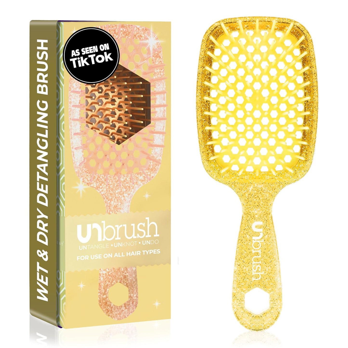 Unbrush Detangling Brush for Pain-Free Brushing on All Wet or Dry Hair Types — Durable Duoflex Anti-Static Bristles, Lightweight Handle, Vented Hair Brush