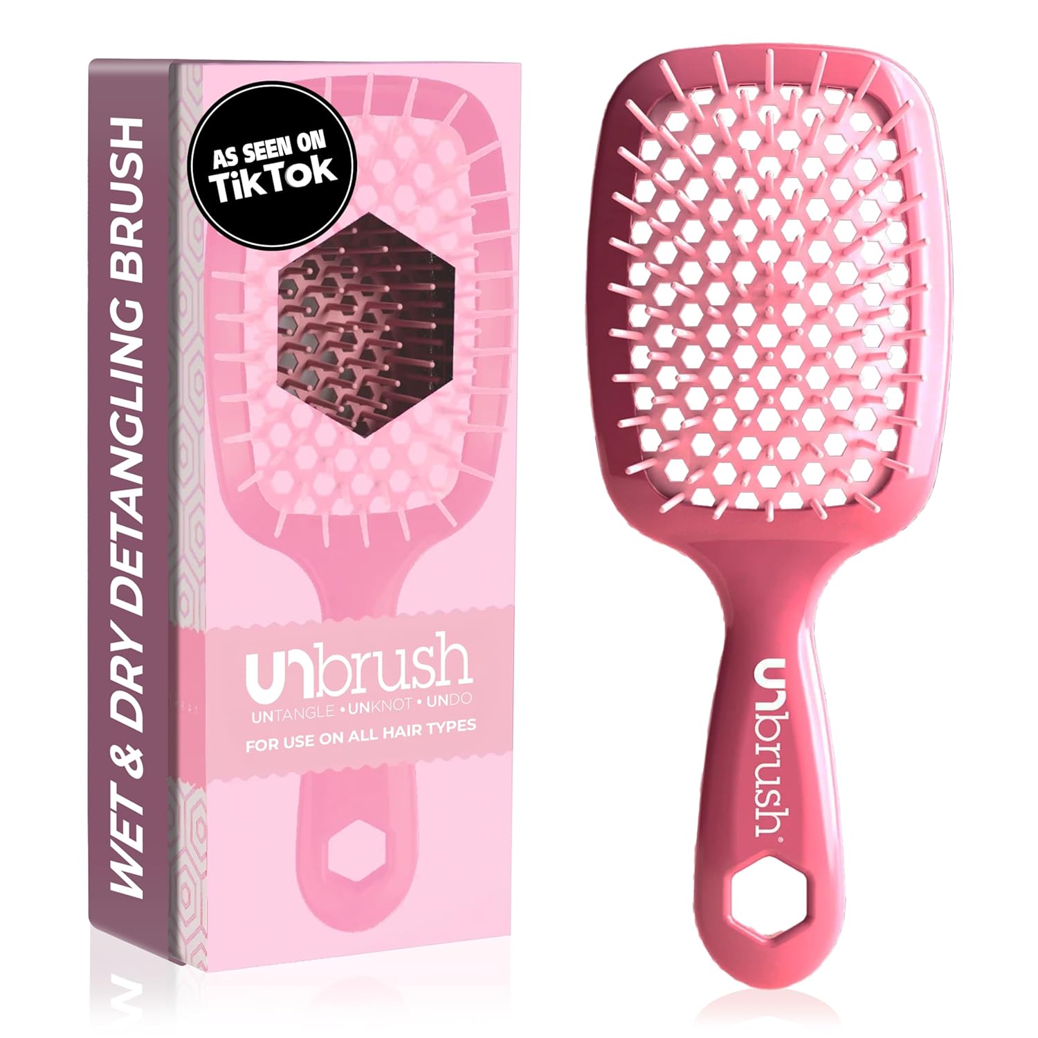 Unbrush Detangling Brush for Pain-Free Brushing on All Wet or Dry Hair Types — Durable Duoflex Anti-Static Bristles, Lightweight Handle, Vented Hair Brush