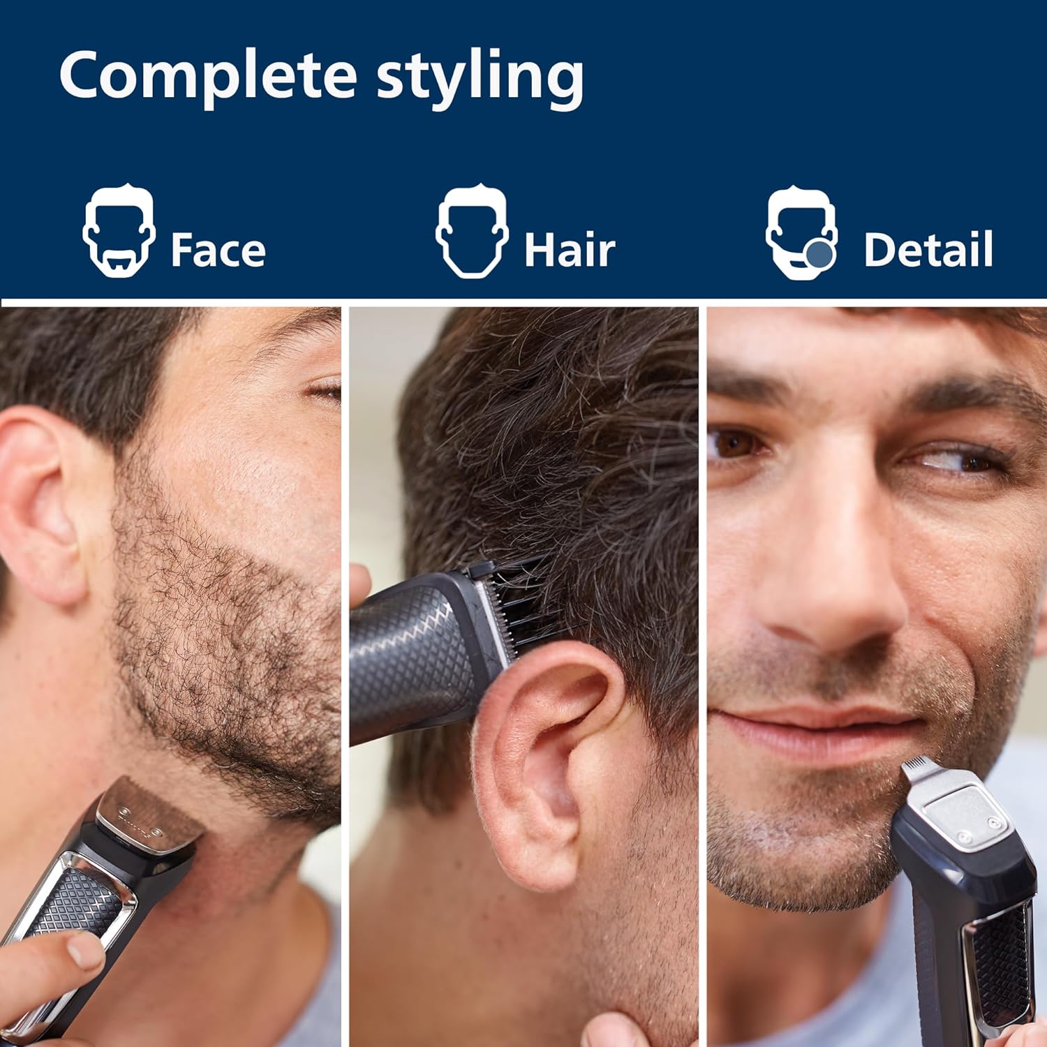 Philips Multi Groomer All-In-One Trimmer Series 3000-13 Piece Mens Grooming Kit for Beard, Face, Nose, Ear Hair Trimmer and Hair Clipper - NO Blade Oil Needed, MG3740/40