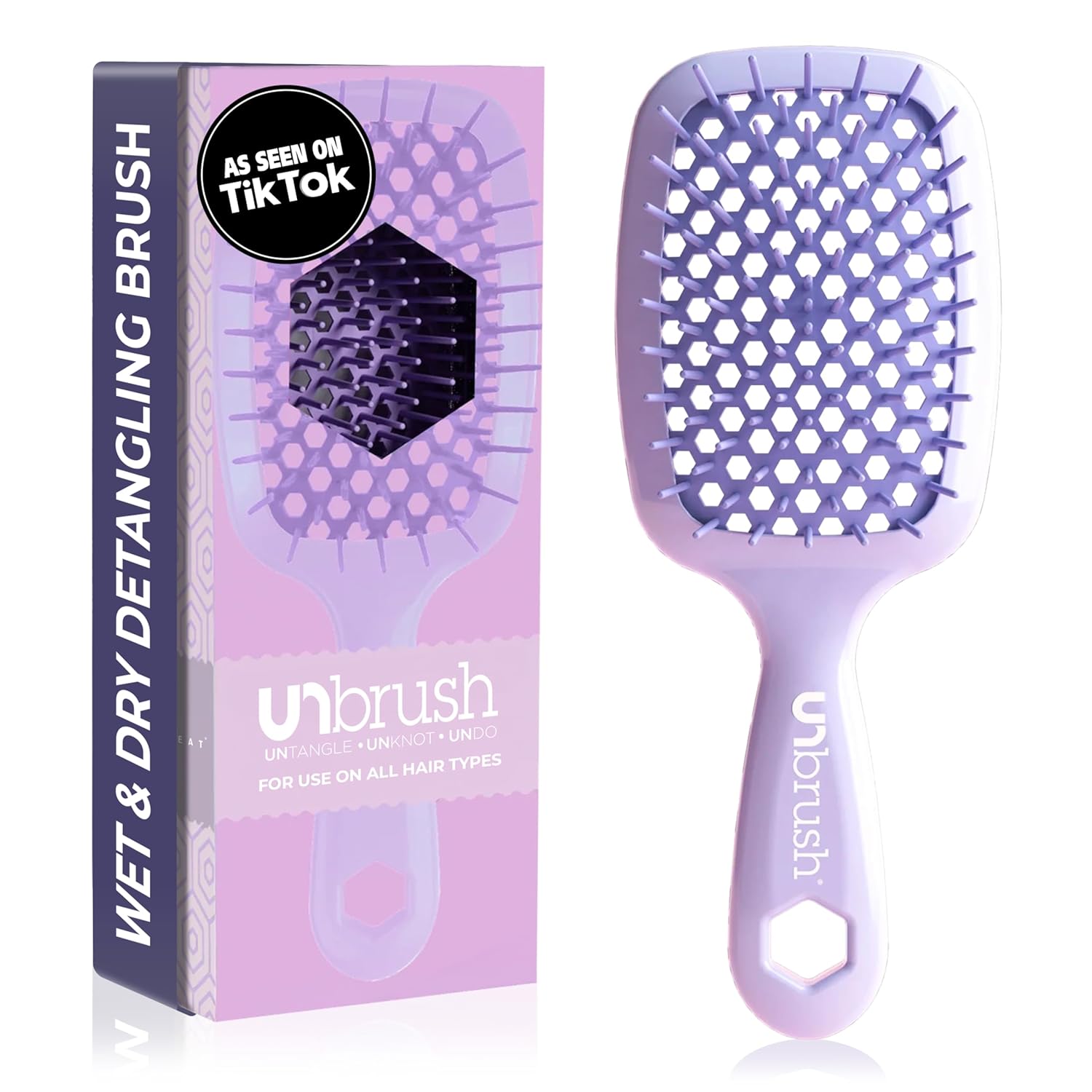 Unbrush Detangling Brush for Pain-Free Brushing on All Wet or Dry Hair Types — Durable Duoflex Anti-Static Bristles, Lightweight Handle, Vented Hair Brush