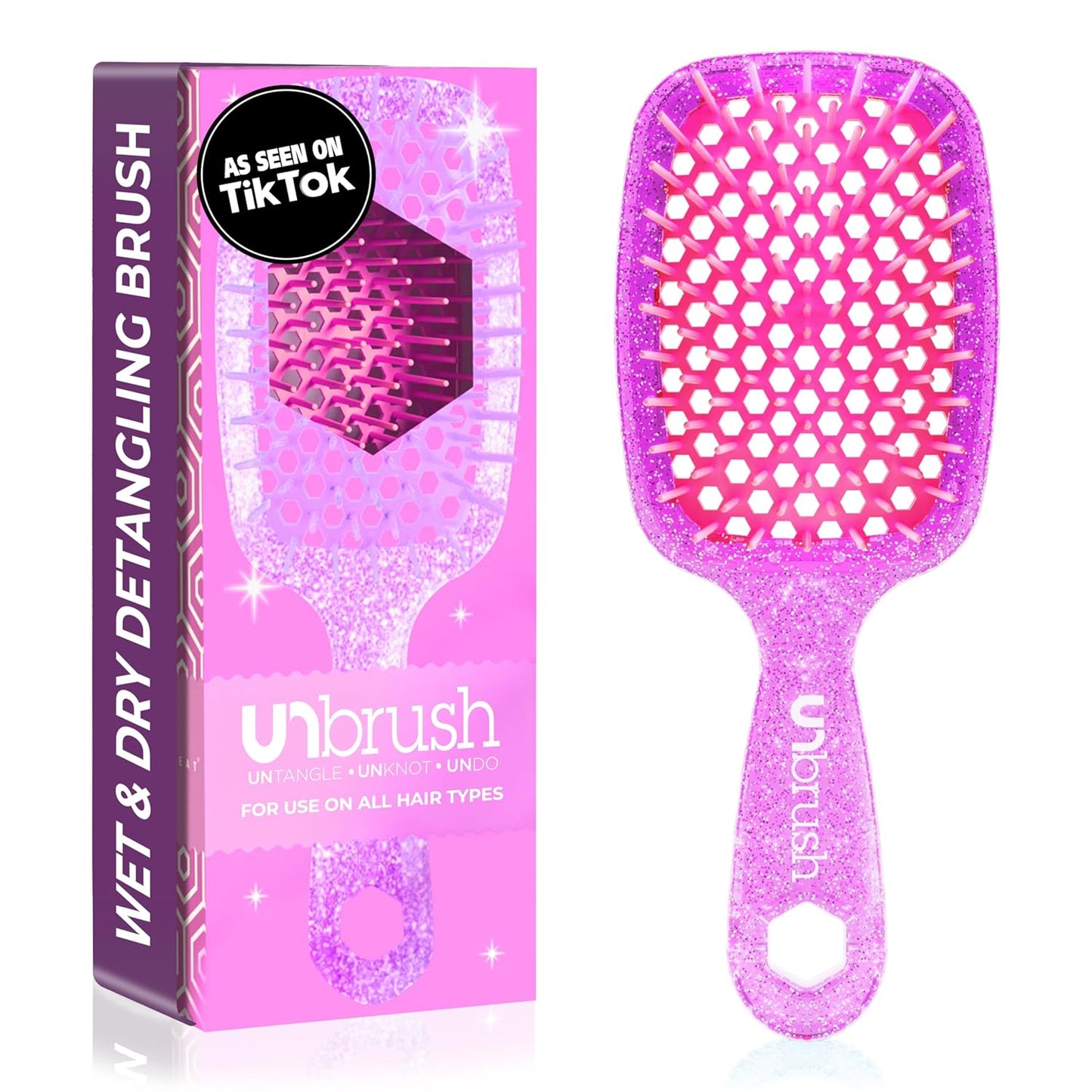 Unbrush Detangling Brush for Pain-Free Brushing on All Wet or Dry Hair Types — Durable Duoflex Anti-Static Bristles, Lightweight Handle, Vented Hair Brush