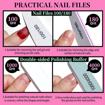 FANDAMEI Nail Care Tool Kit, Nail Files 100/180, Nail Buffer Block, Cuticle Nippers, Cuticle Trimmer, Cuticle Pusher, Nail Lifter for Ingrown Toenails, Nail Tools, Nail Kit, Pedicure & Manicure Tools