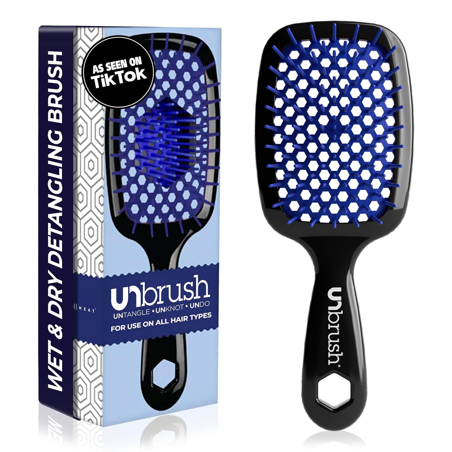 Unbrush Detangling Brush for Pain-Free Brushing on All Wet or Dry Hair Types — Durable Duoflex Anti-Static Bristles, Lightweight Handle, Vented Hair Brush