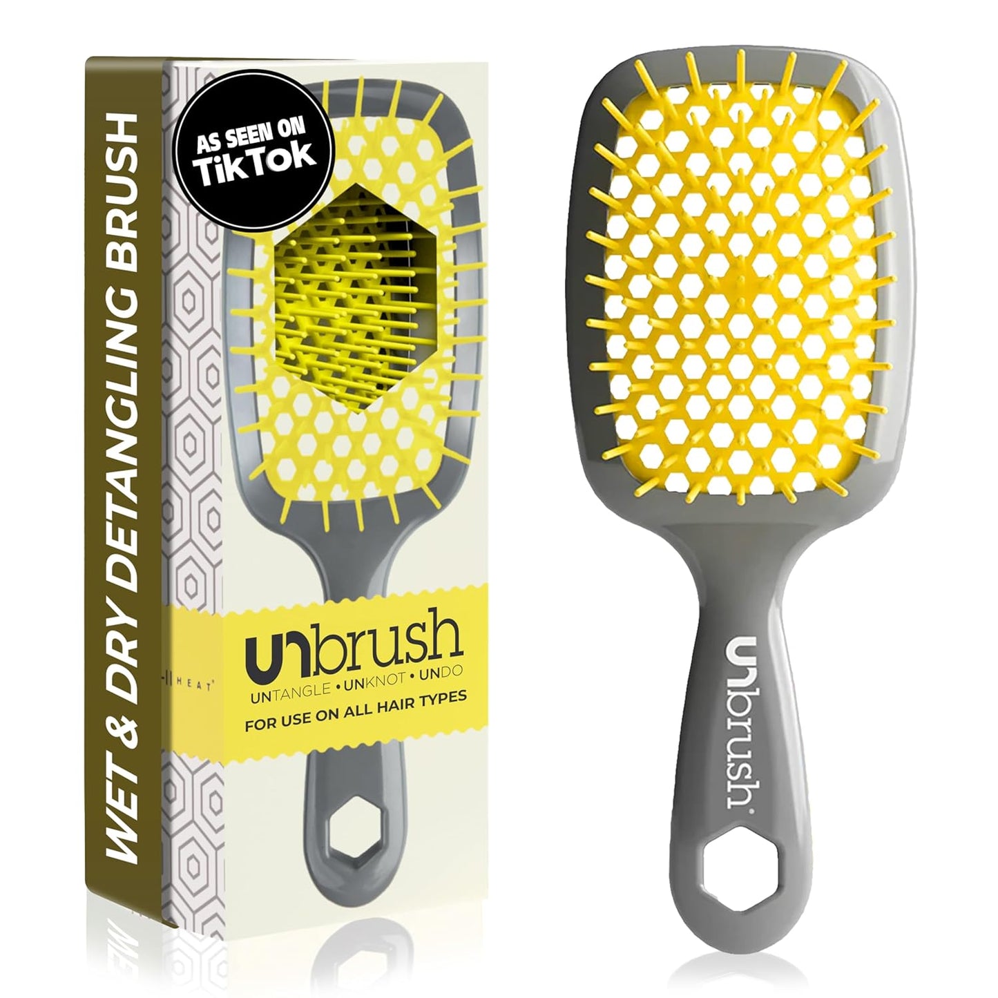 Unbrush Detangling Brush for Pain-Free Brushing on All Wet or Dry Hair Types — Durable Duoflex Anti-Static Bristles, Lightweight Handle, Vented Hair Brush