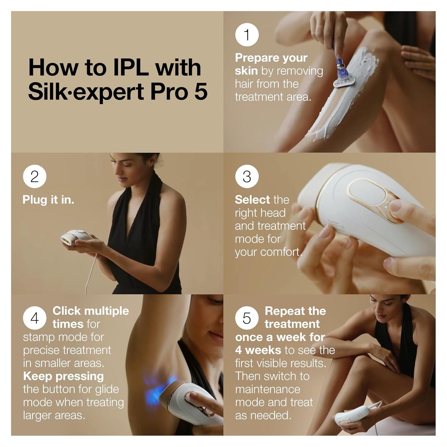 IPL Silk·Expert Pro 5 PL5347 Latest Generation IPL for Women and Men, At-Home Hair Removal System, Salon-Like Smooth Skin, Long Lasting Results, 3 Comfort Modes W/Wide Head & 2 Precision Heads