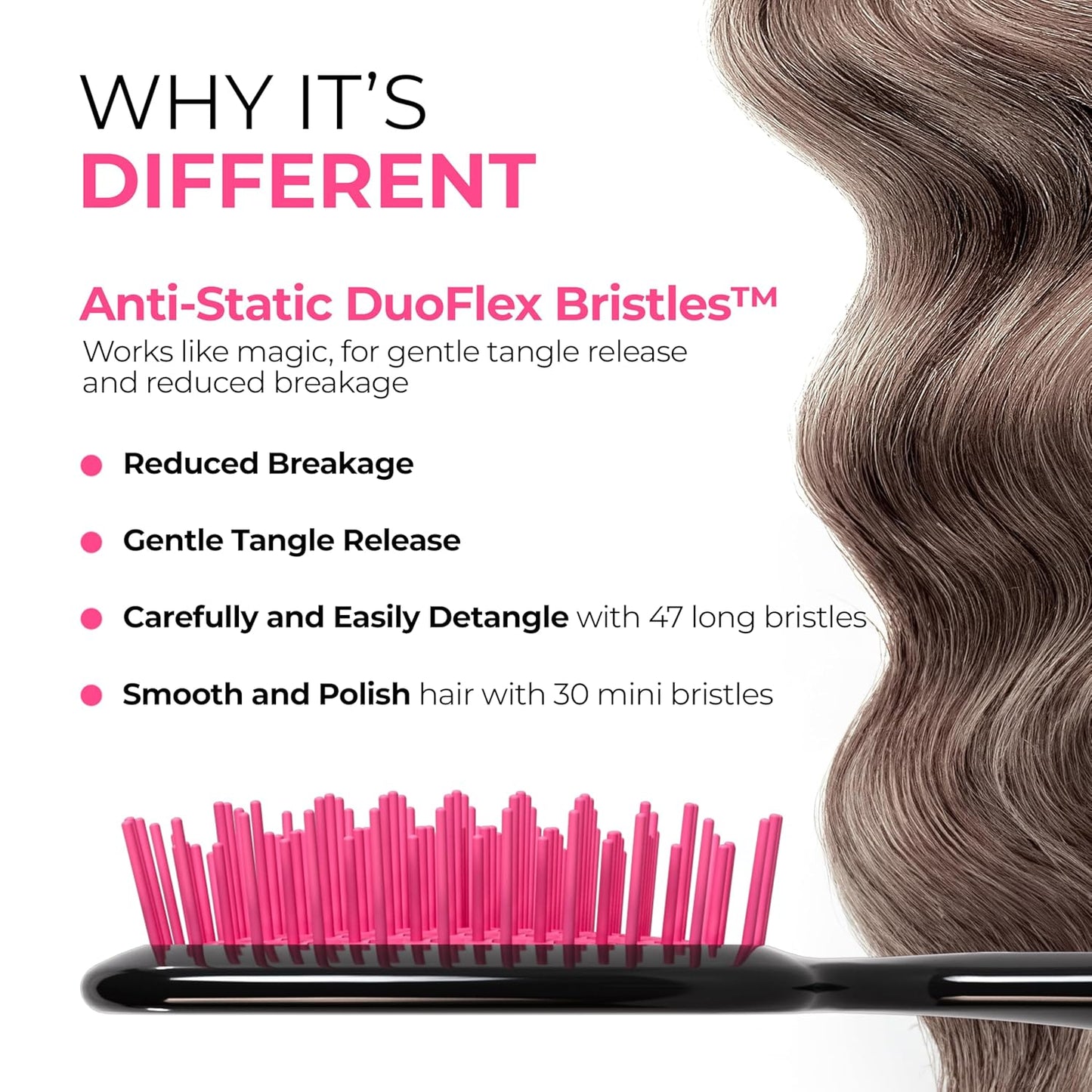 Unbrush Detangling Brush for Pain-Free Brushing on All Wet or Dry Hair Types — Durable Duoflex Anti-Static Bristles, Lightweight Handle, Vented Hair Brush