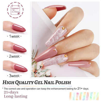 JODSONE 36 PCS Gel Nail Polish Set-32 Colors Gel Polish Kit Base Coat Glossy Matte and Glitter Top Coat Nail Polish Set Green Blue Red Pink Collection Gifts for Women