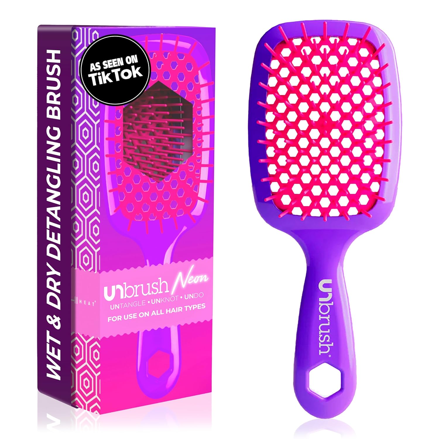 Unbrush Detangling Brush for Pain-Free Brushing on All Wet or Dry Hair Types — Durable Duoflex Anti-Static Bristles, Lightweight Handle, Vented Hair Brush